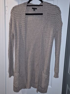 Express Open-Front Knit Cardigan - Taupe/Cream